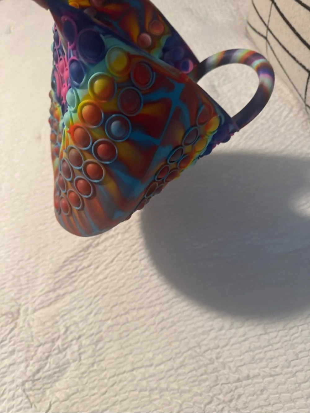 Multicolor Rainbow Pop-It Silicone Circle-Handle Tote Bag